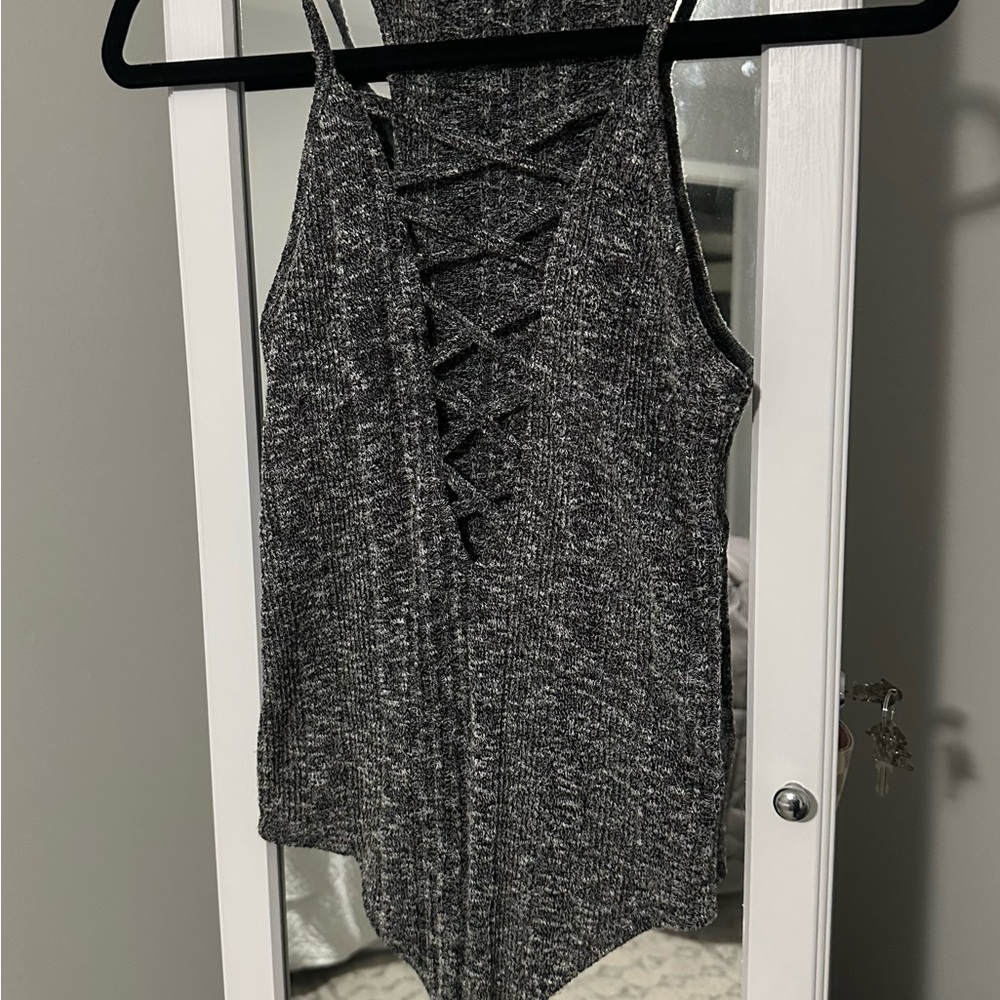 Express Charcoal Lace-Up Bodysuit
